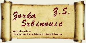 Zorka Srbinović vizit kartica